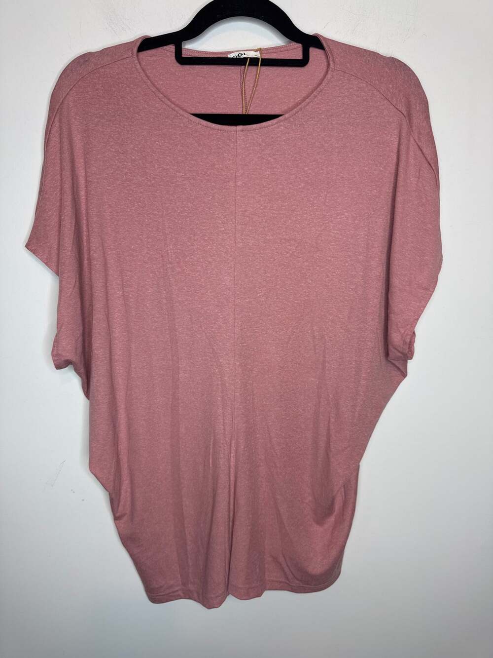 NWT OGL Womens Pink Pearl Short Sleeve Boatneck Batwing Ruched Tunic Top 2XL